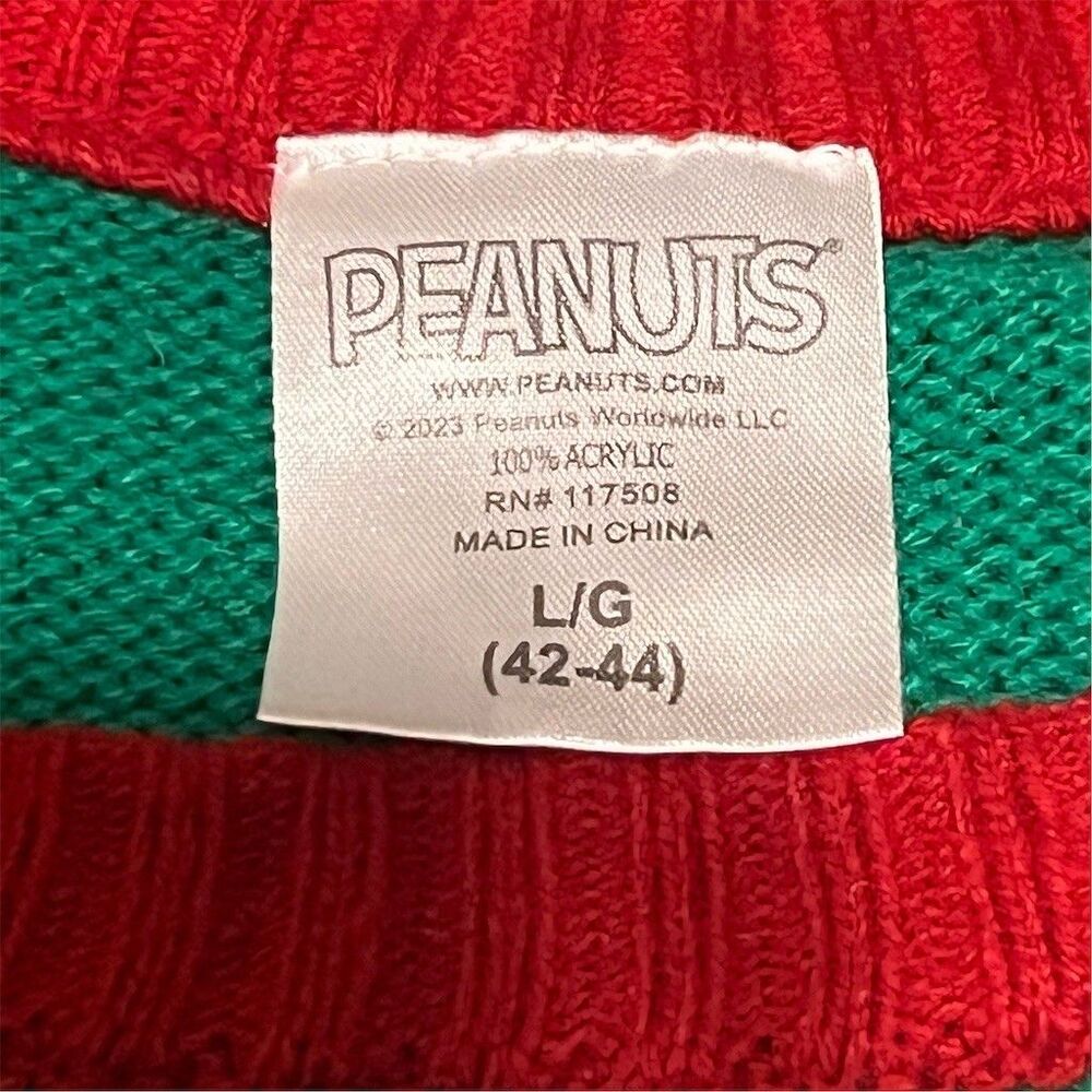 Peanuts Snoopy Christmas Sweater Womens L Green Fair Isle Pullover Knit - Picture 5 of 7